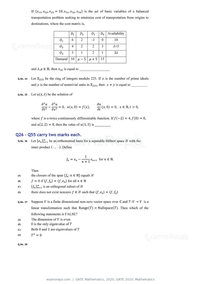 GATE Mathematics 2020 question paper, GATE 2020, Mathematics, page 8 of 17