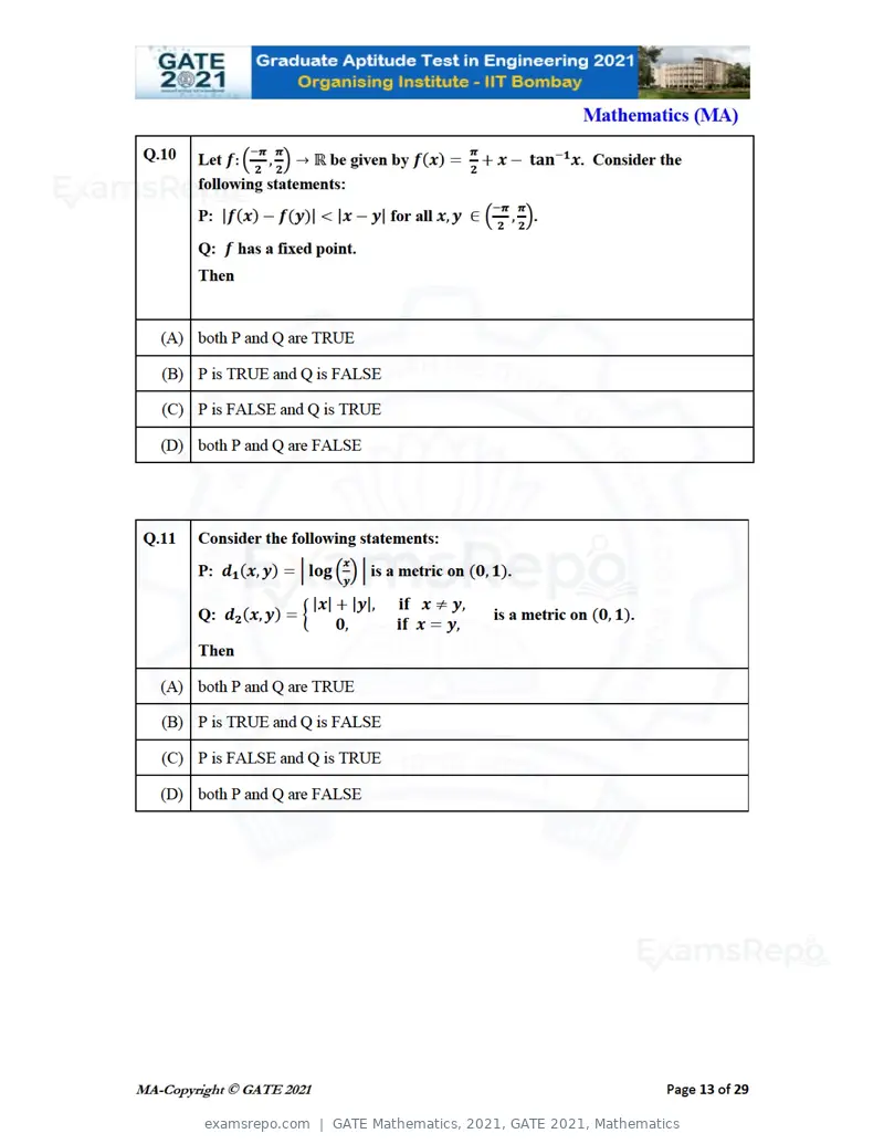 GATE Mathematics 2021 question paper, GATE 2021, Mathematics, page 13 of 32