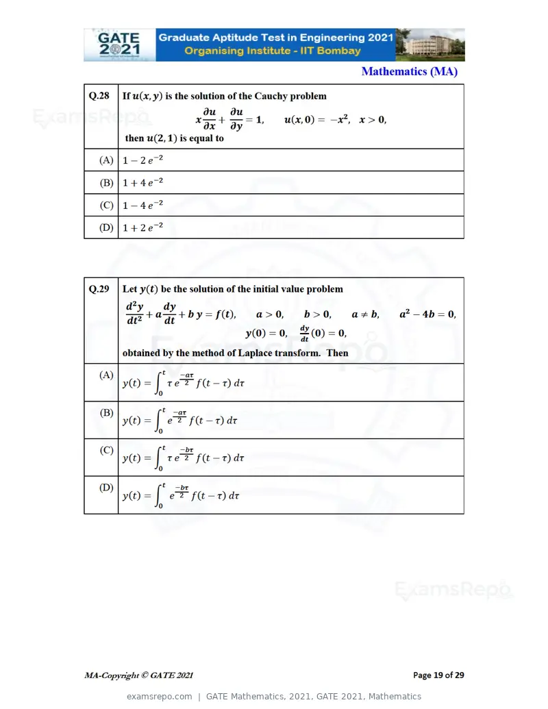 GATE Mathematics 2021 question paper, GATE 2021, Mathematics, page 19 of 32