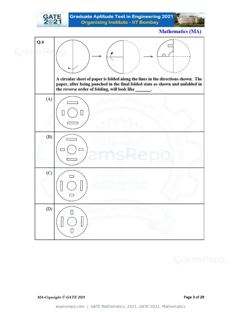 GATE Mathematics 2021 question paper, GATE 2021, Mathematics, page 3 of 32