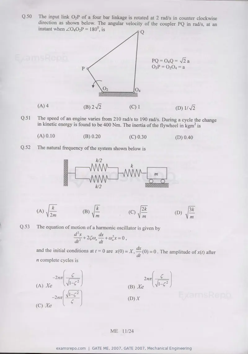 GATE ME 2007 question paper, GATE 2007, Mechanical Engineering, page 11 of 19
