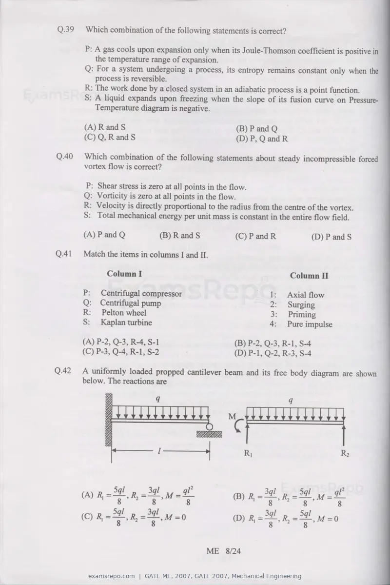 GATE ME 2007 question paper, GATE 2007, Mechanical Engineering, page 8 of 19