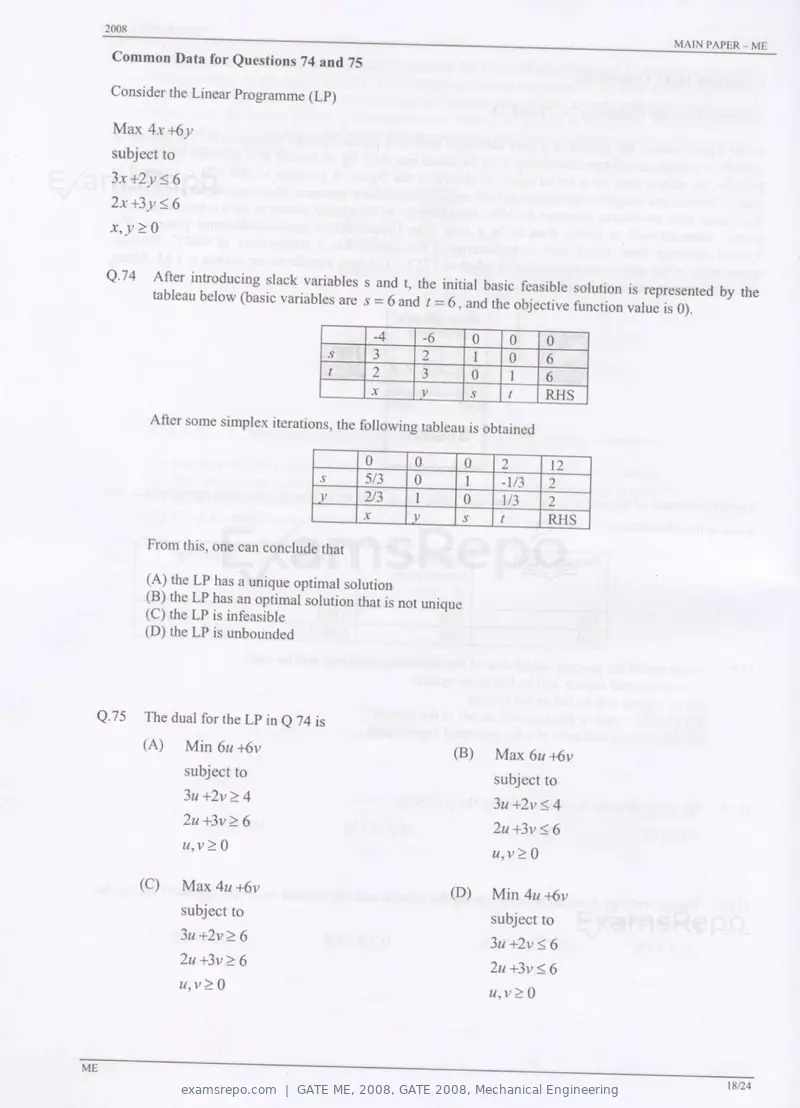 GATE ME 2008 question paper, GATE 2008, Mechanical Engineering, page 18 of 21