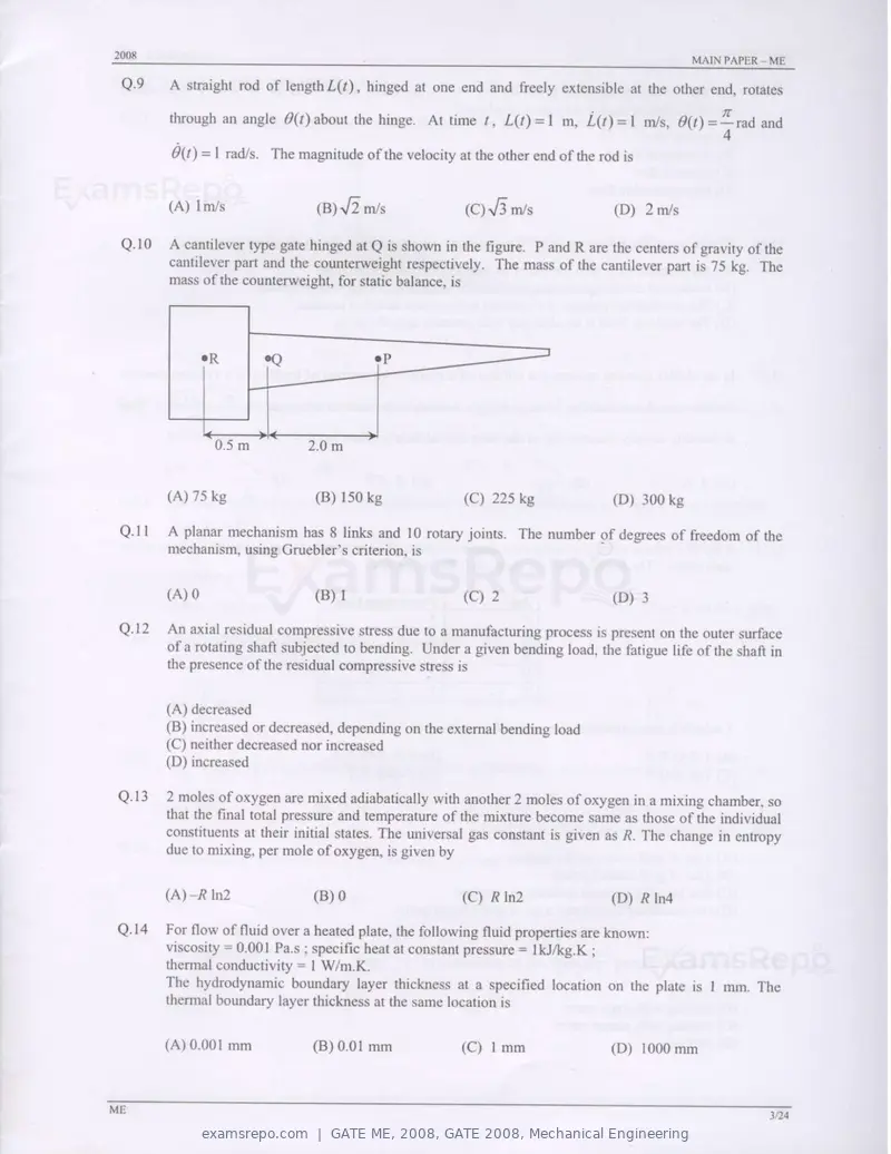 GATE ME 2008 question paper, GATE 2008, Mechanical Engineering, page 3 of 21