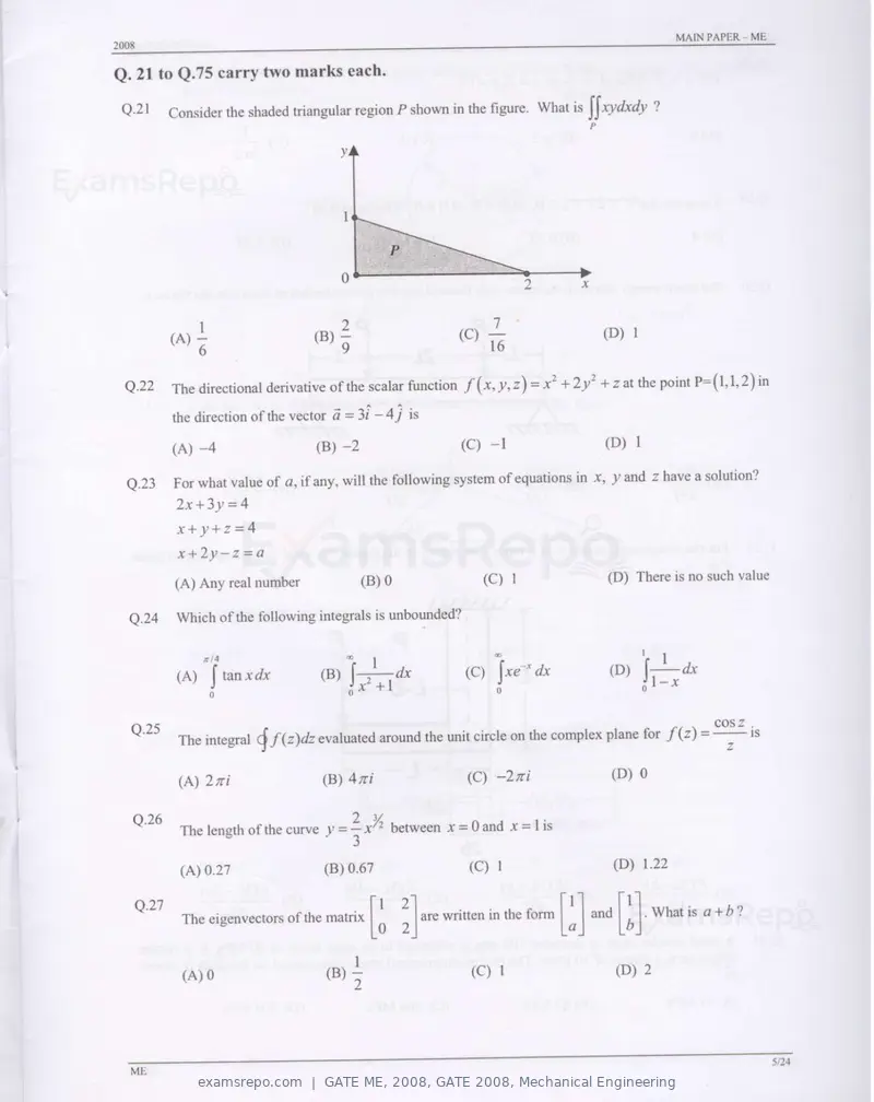 GATE ME 2008 question paper, GATE 2008, Mechanical Engineering, page 5 of 21