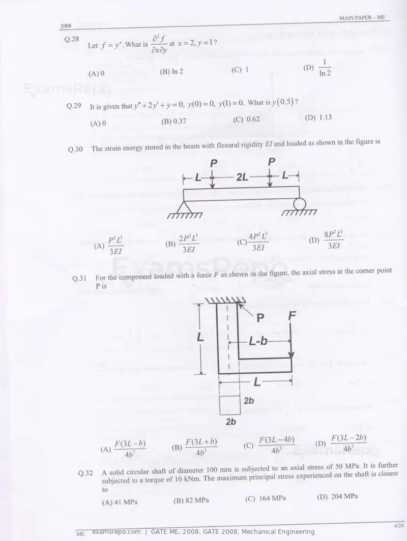 GATE ME 2008 question paper, GATE 2008, Mechanical Engineering, page 6 of 21