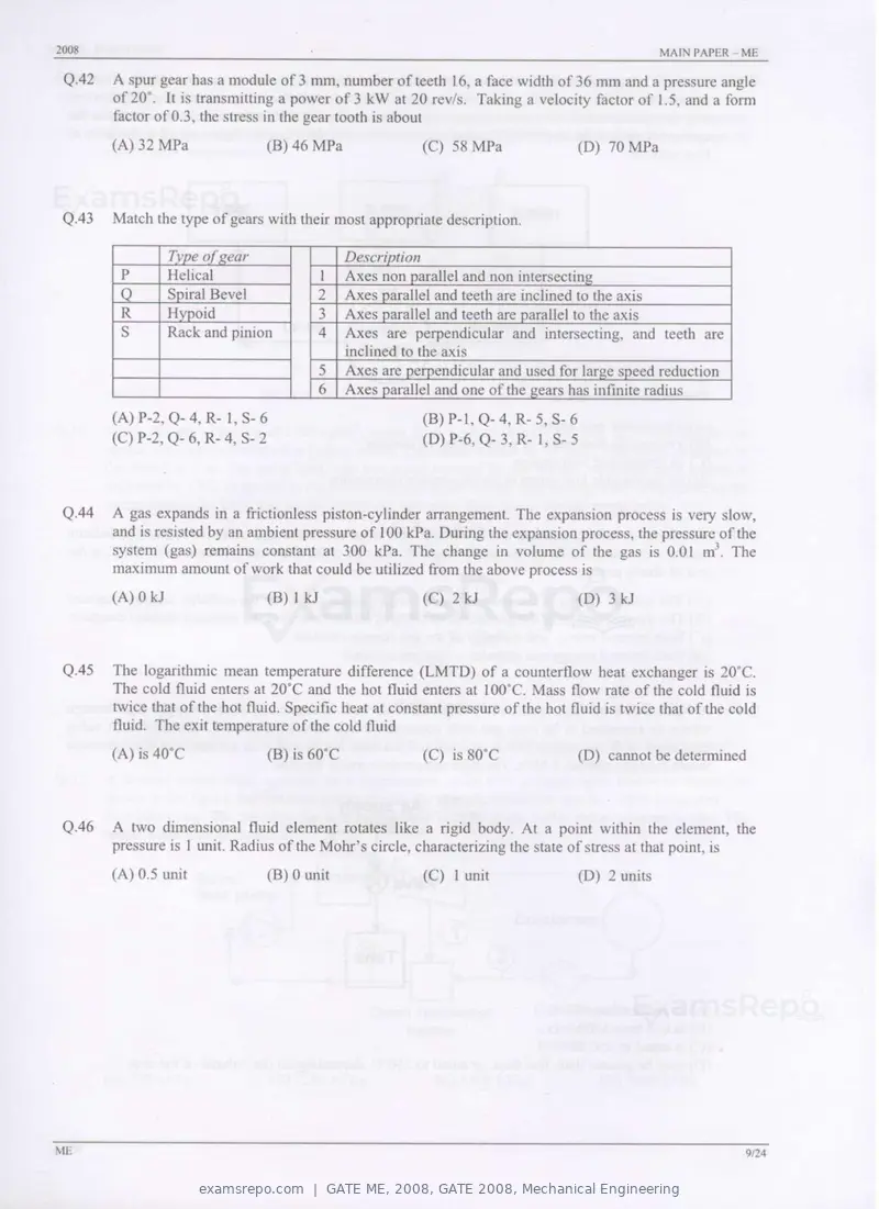 GATE ME 2008 question paper, GATE 2008, Mechanical Engineering, page 9 of 21