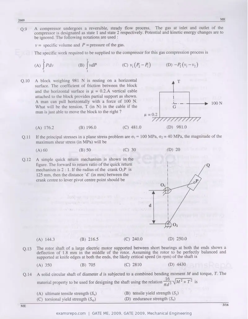 GATE ME 2009 question paper, GATE 2009, Mechanical Engineering, page 3 of 12