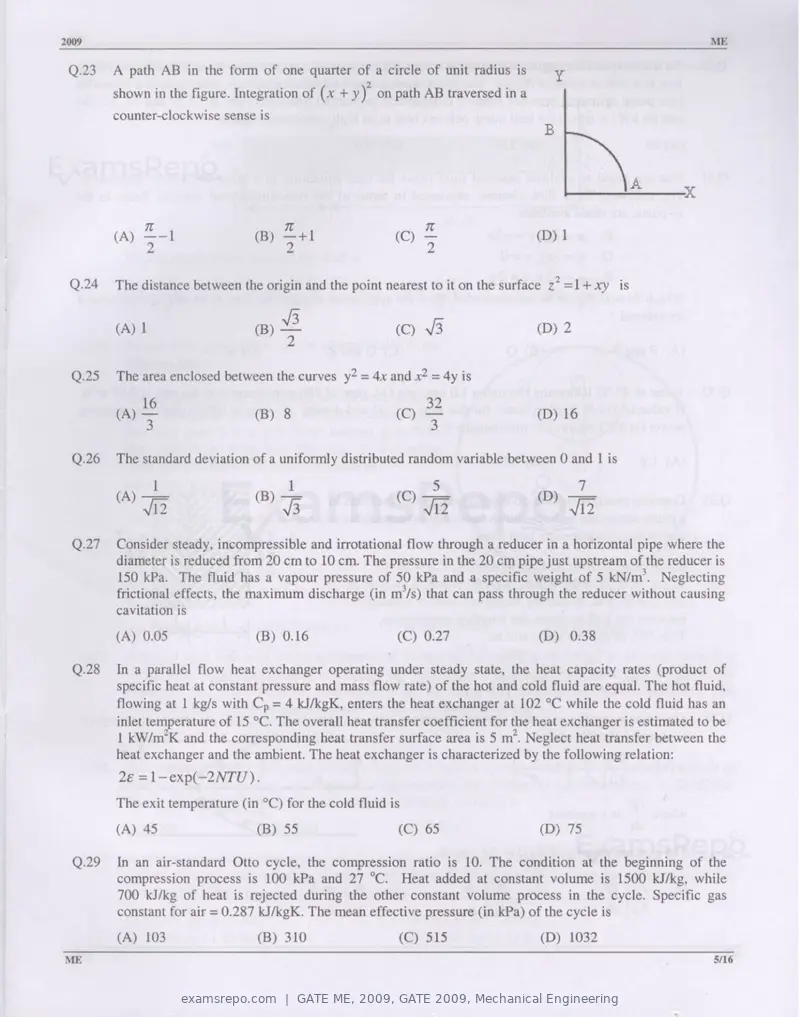 GATE ME 2009 question paper, GATE 2009, Mechanical Engineering, page 5 of 12