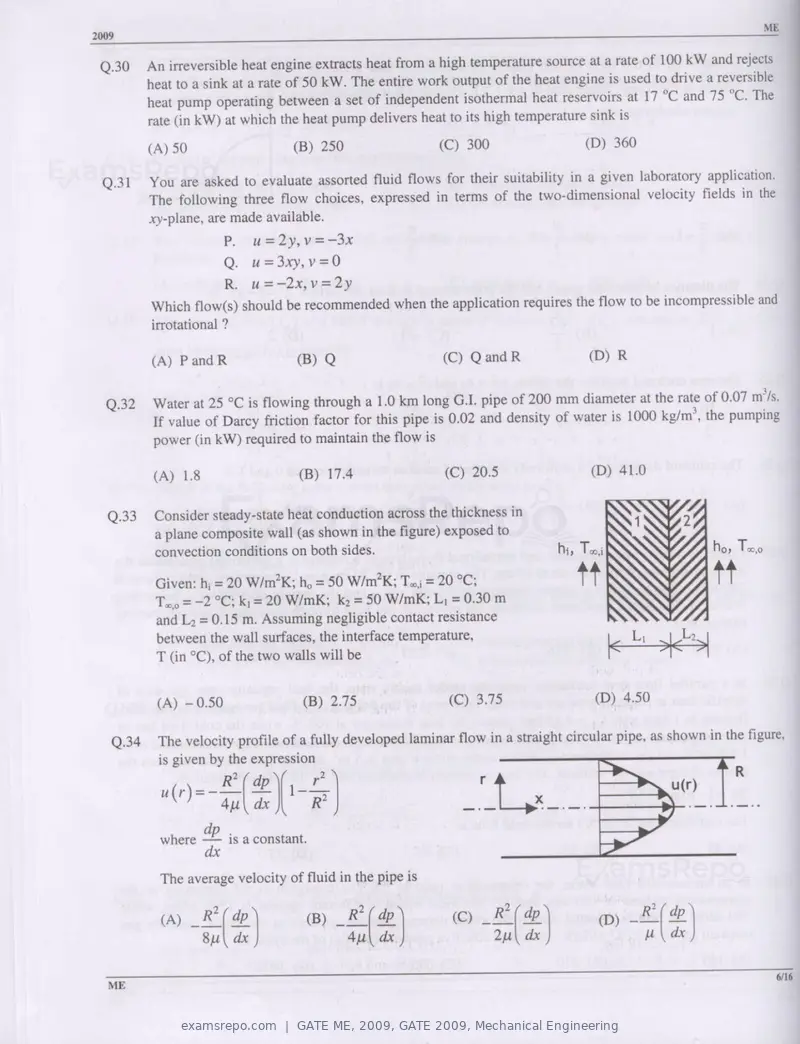 GATE ME 2009 question paper, GATE 2009, Mechanical Engineering, page 6 of 12
