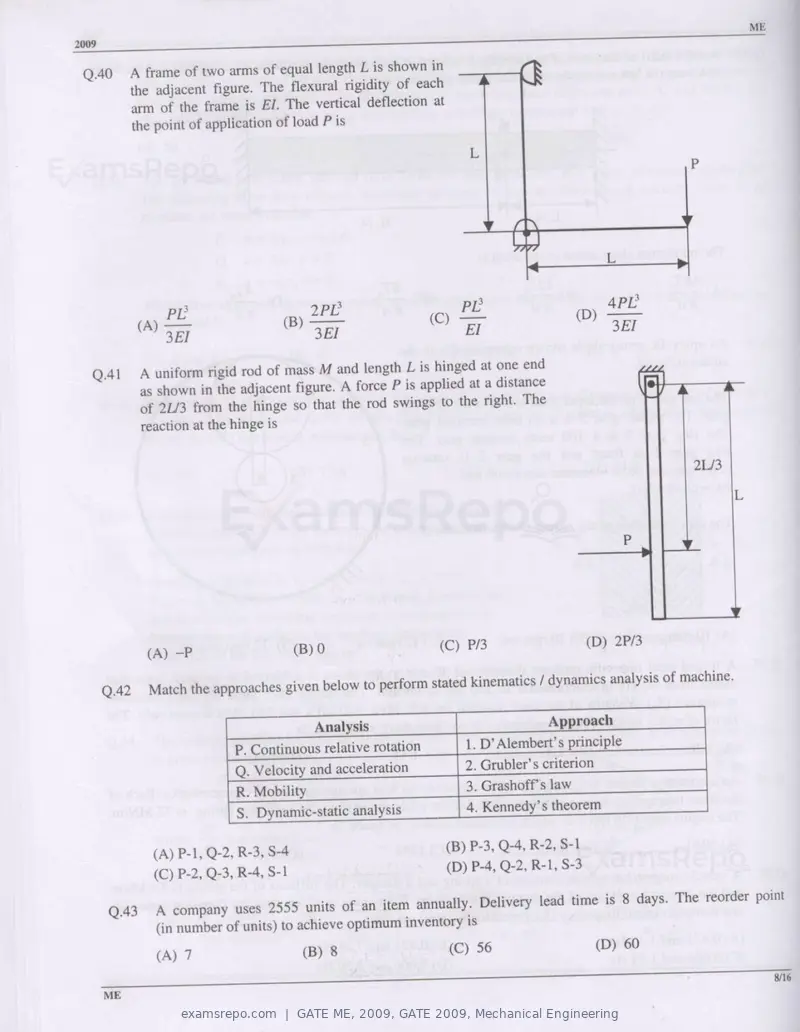 GATE ME 2009 question paper, GATE 2009, Mechanical Engineering, page 8 of 12