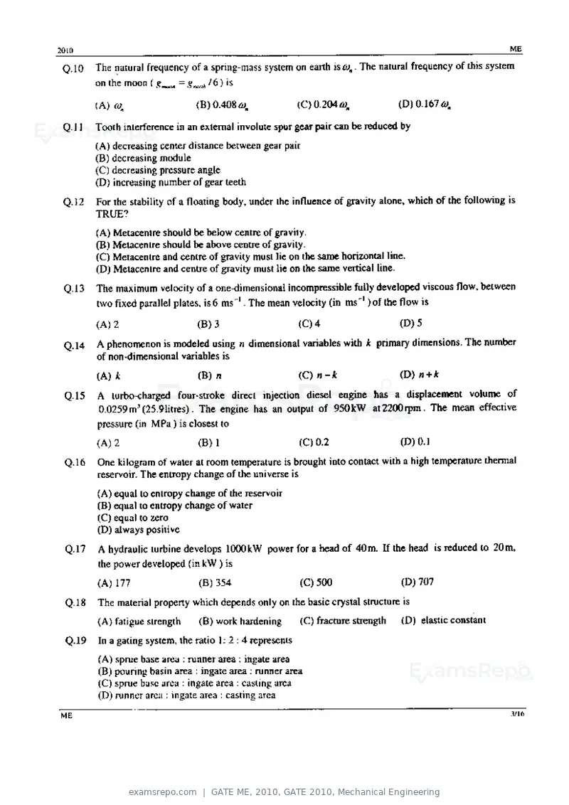 GATE ME 2010 question paper, GATE 2010, Mechanical Engineering, page 3 of 16