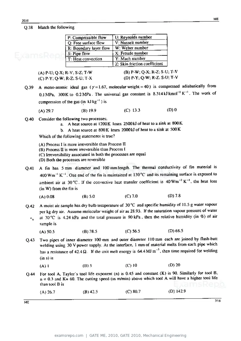 GATE ME 2010 question paper, GATE 2010, Mechanical Engineering, page 7 of 16