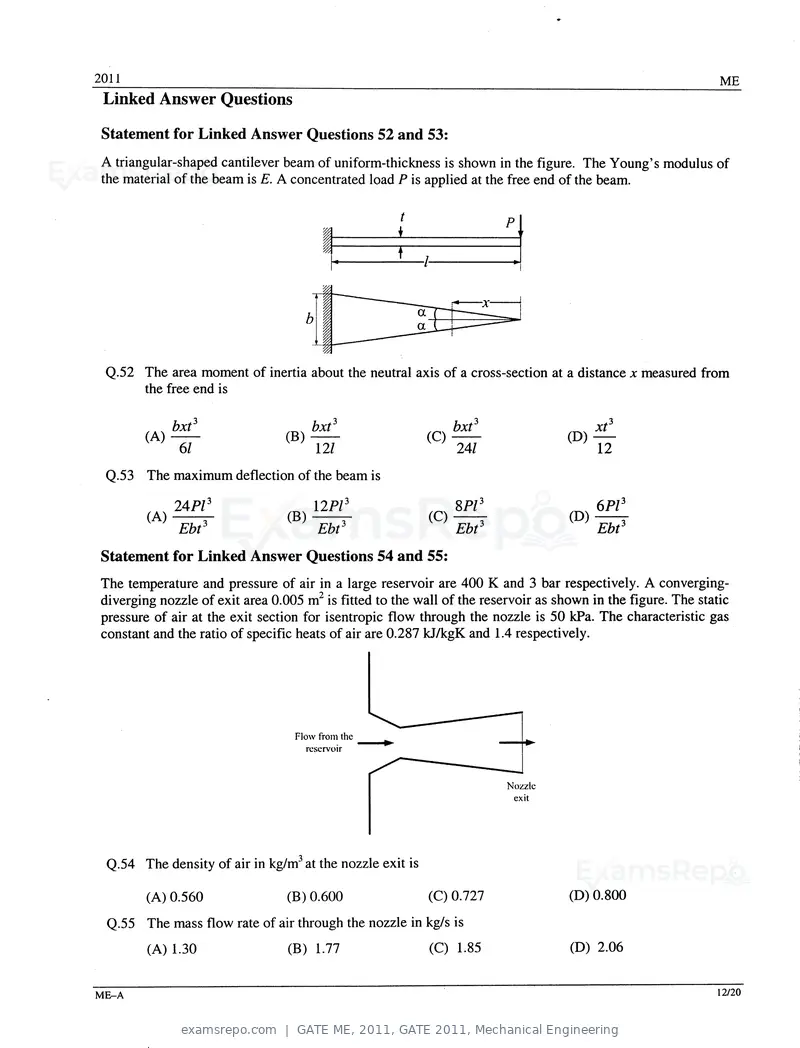 GATE ME 2011 question paper, GATE 2011, Mechanical Engineering, page 12 of 14