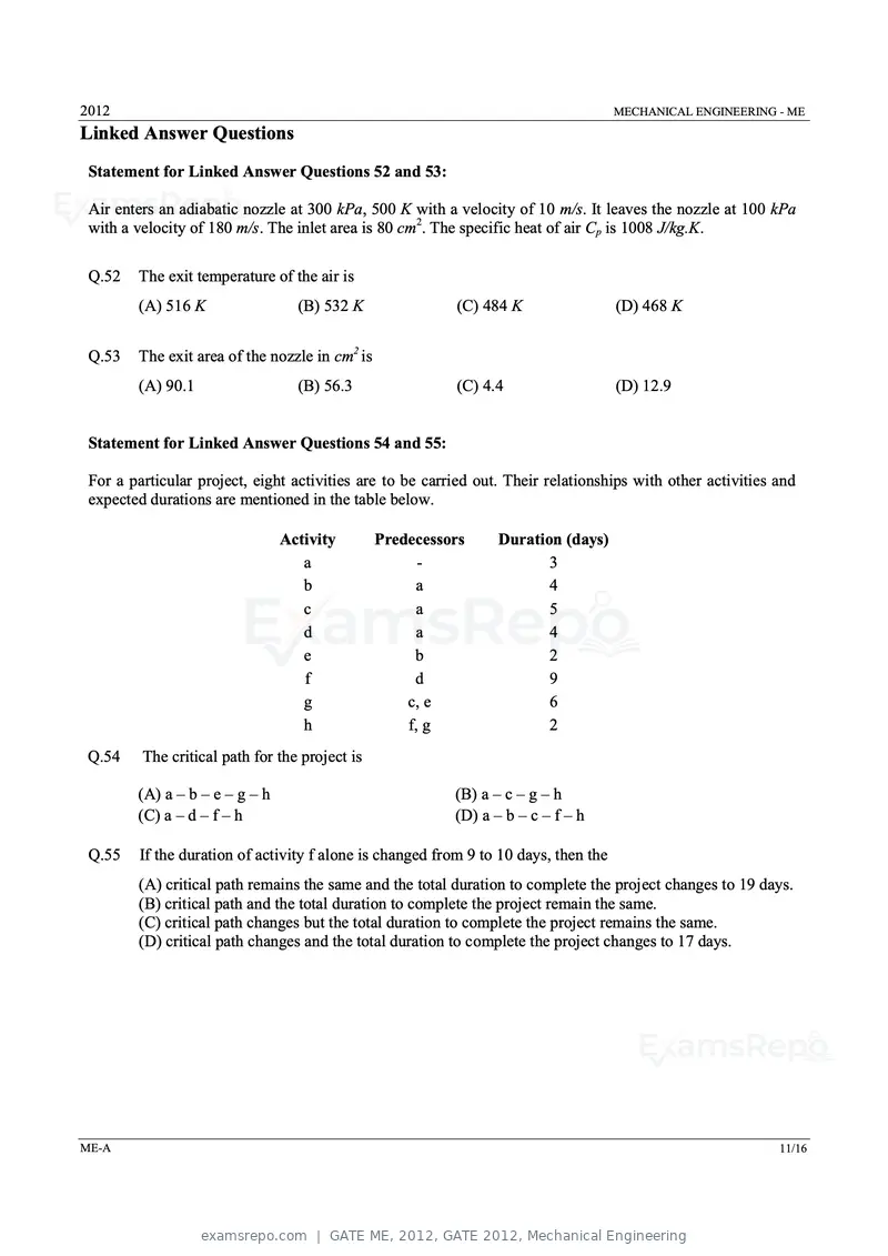 GATE ME 2012 question paper, GATE 2012, Mechanical Engineering, page 11 of 15
