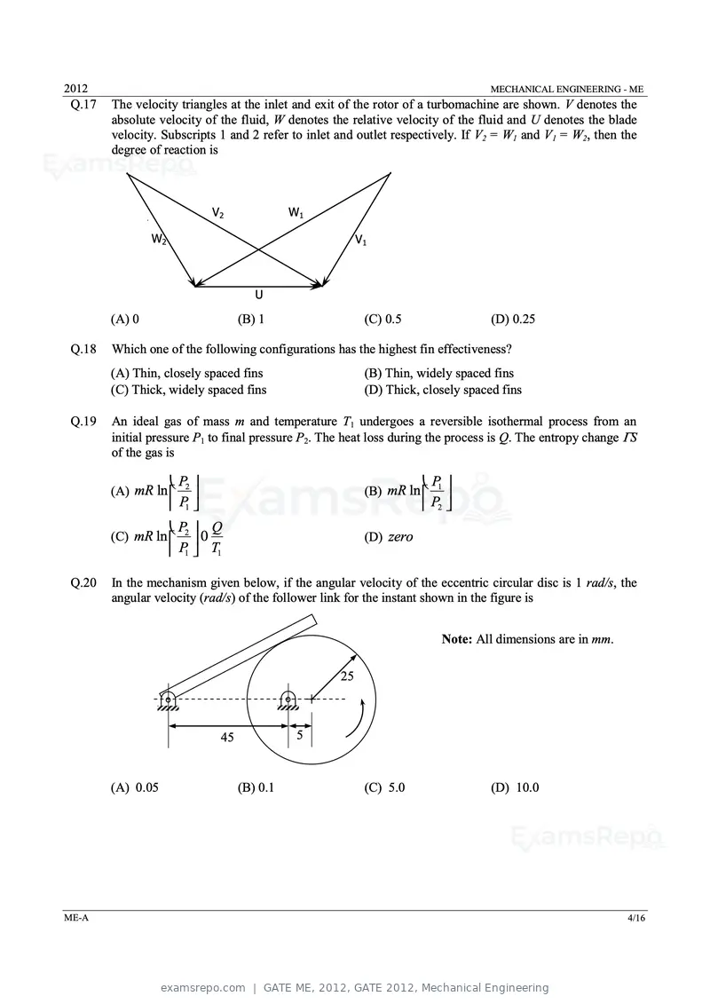 GATE ME 2012 question paper, GATE 2012, Mechanical Engineering, page 4 of 15