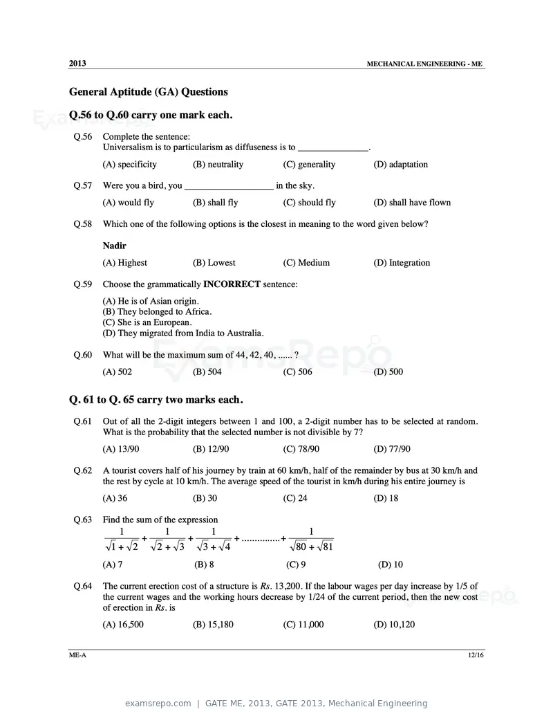 GATE ME 2013 question paper, GATE 2013, Mechanical Engineering, page 13 of 56