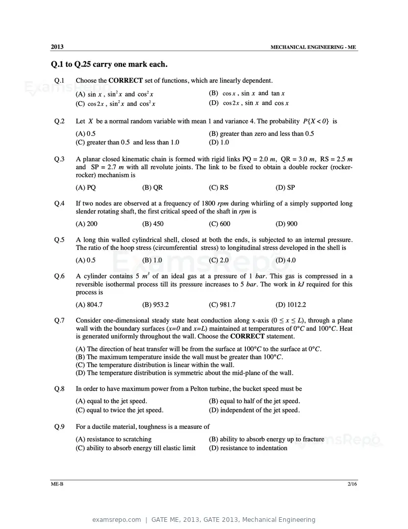 GATE ME 2013 question paper, GATE 2013, Mechanical Engineering, page 17 of 56