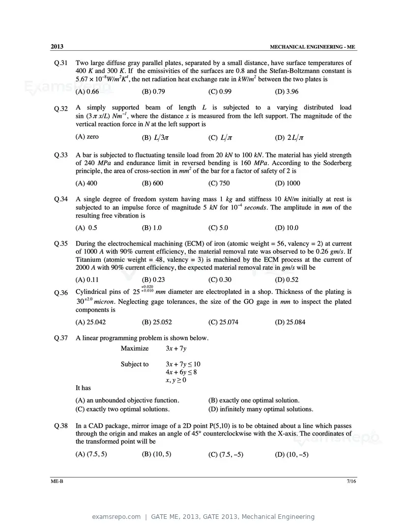 GATE ME 2013 question paper, GATE 2013, Mechanical Engineering, page 22 of 56
