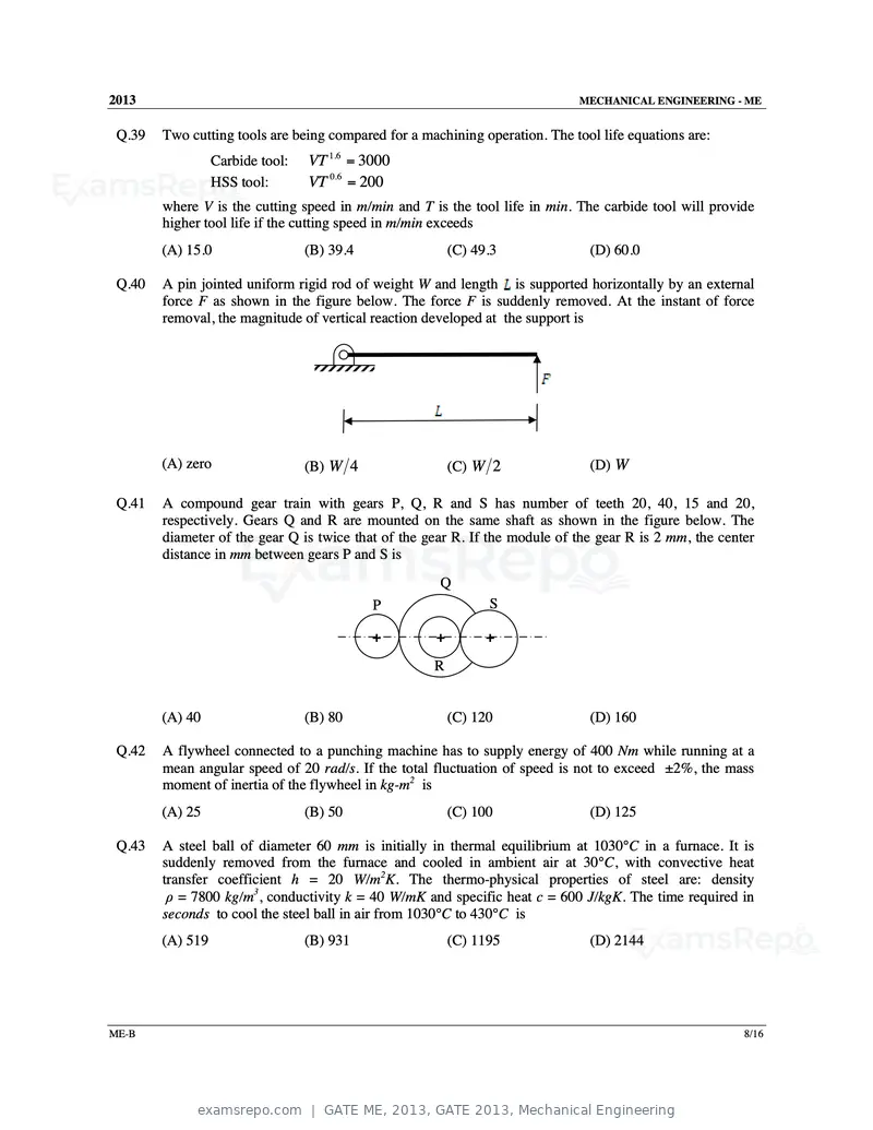 GATE ME 2013 question paper, GATE 2013, Mechanical Engineering, page 23 of 56