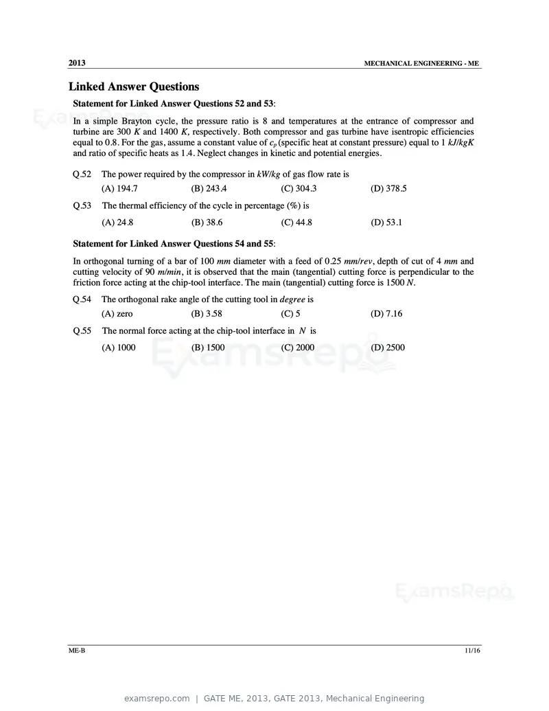 GATE ME 2013 question paper, GATE 2013, Mechanical Engineering, page 26 of 56