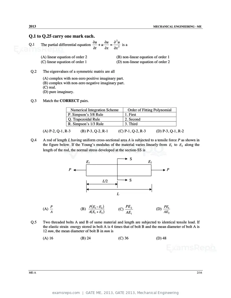 GATE ME 2013 question paper, GATE 2013, Mechanical Engineering, page 3 of 56