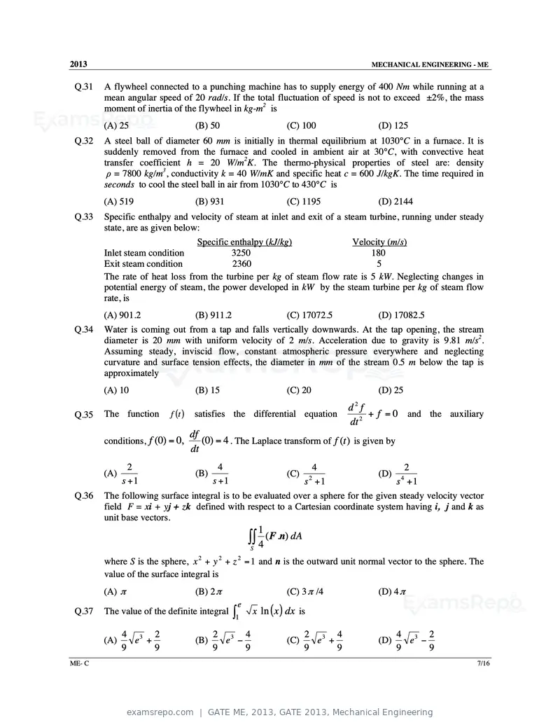 GATE ME 2013 question paper, GATE 2013, Mechanical Engineering, page 36 of 56