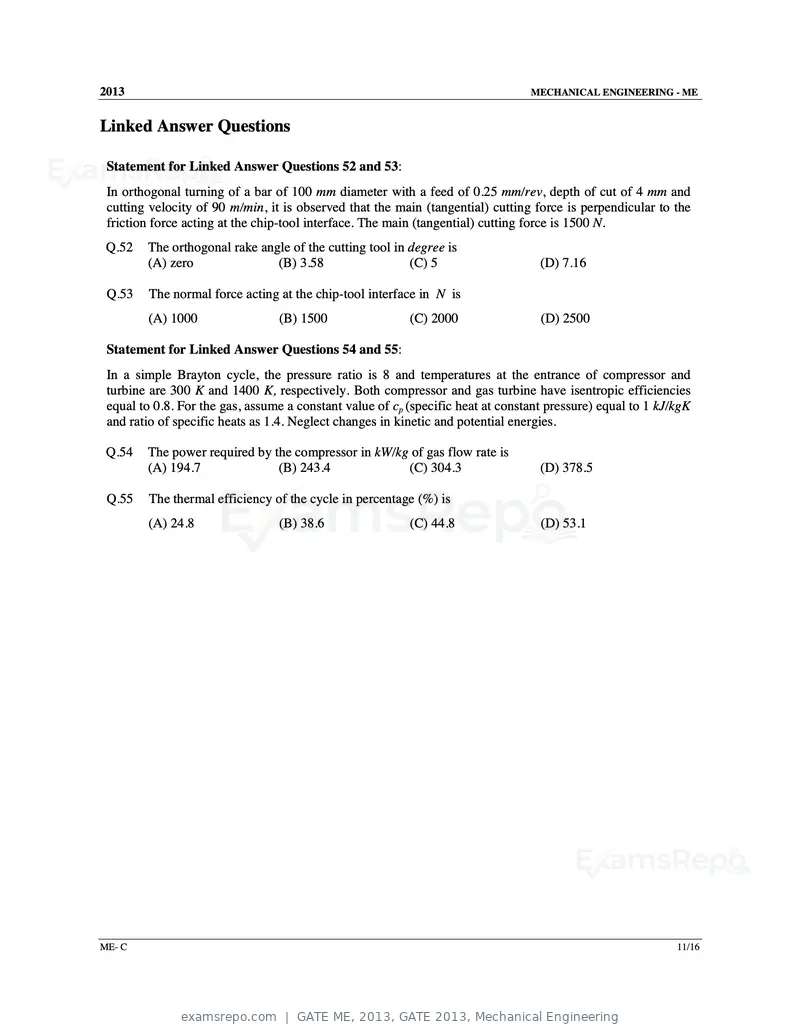 GATE ME 2013 question paper, GATE 2013, Mechanical Engineering, page 40 of 56