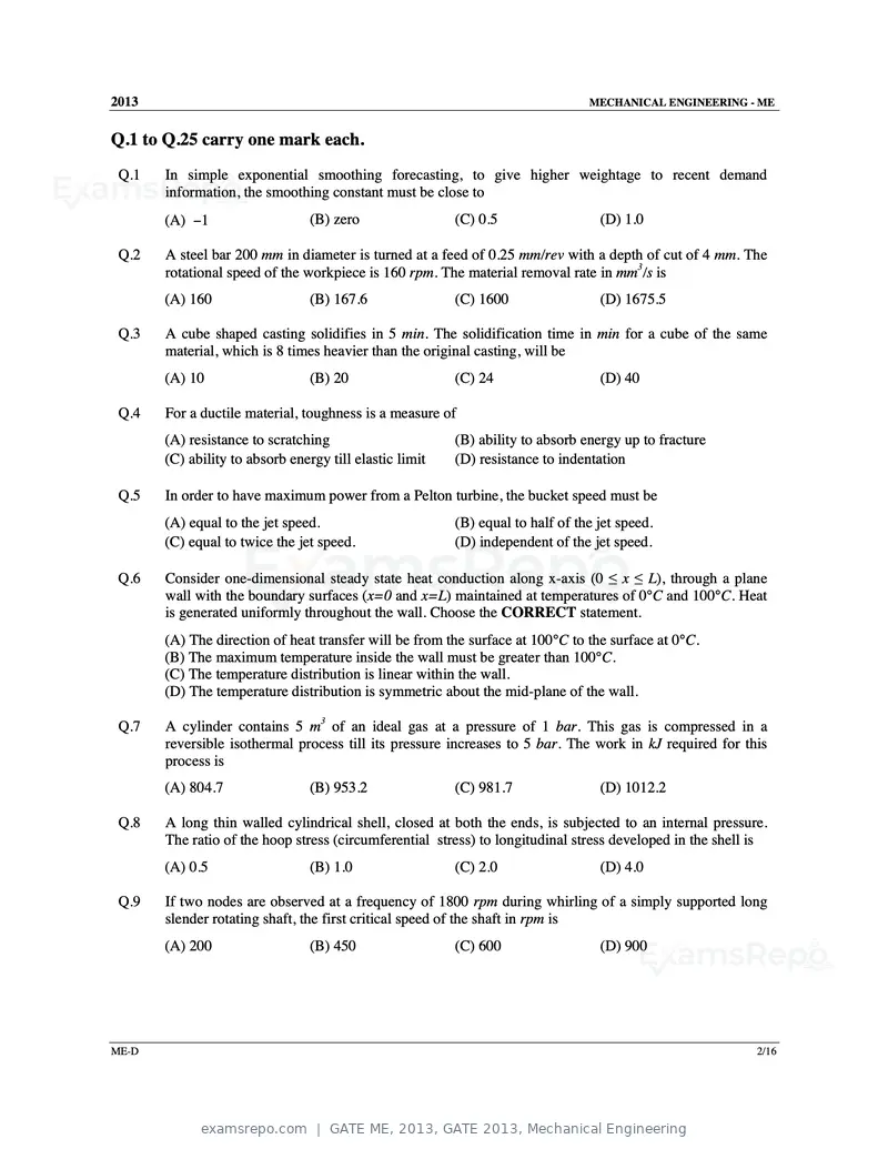 GATE ME 2013 question paper, GATE 2013, Mechanical Engineering, page 45 of 56