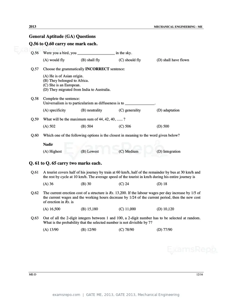 GATE ME 2013 question paper, GATE 2013, Mechanical Engineering, page 55 of 56