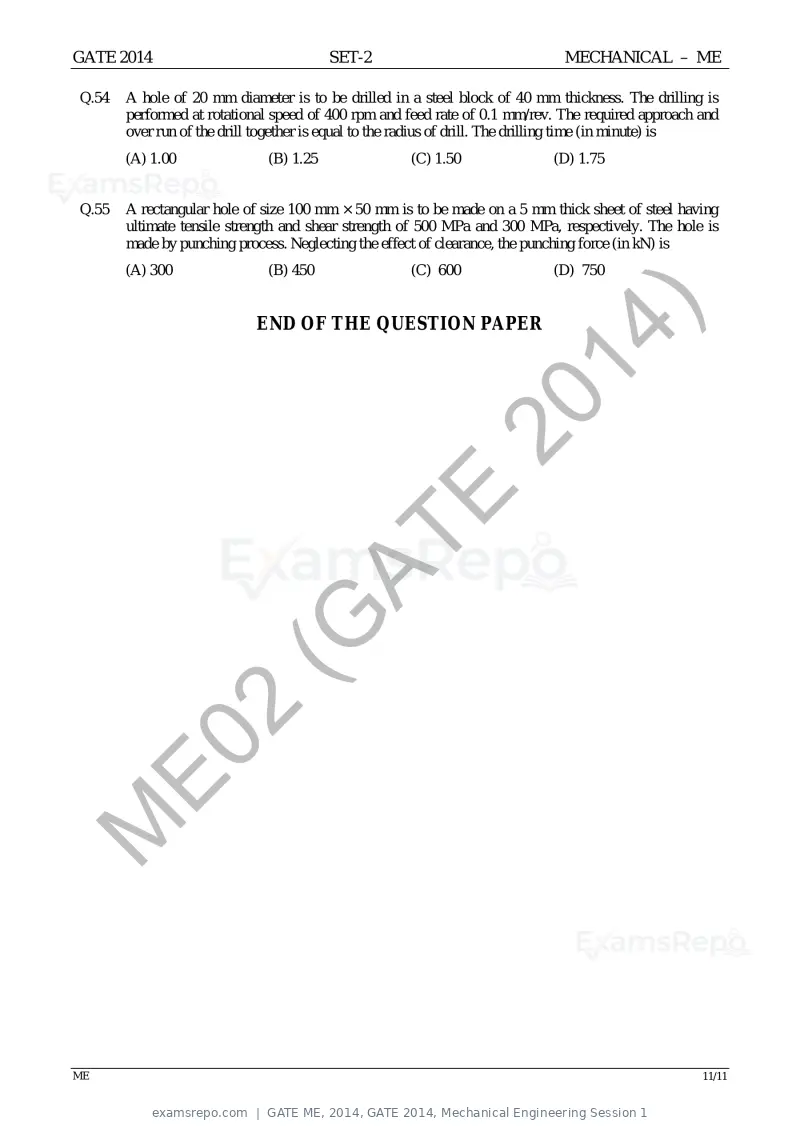 GATE ME 2014 question paper, GATE 2014, Mechanical Engineering Session 1, page 36 of 75