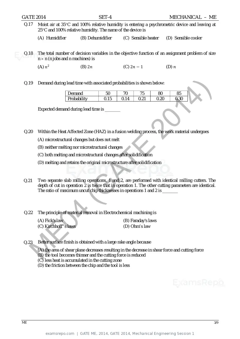 GATE ME 2014 question paper, GATE 2014, Mechanical Engineering Session 1, page 68 of 75