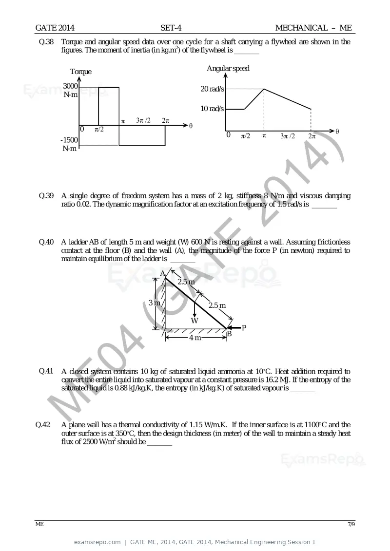 GATE ME 2014 question paper, GATE 2014, Mechanical Engineering Session 1, page 72 of 75
