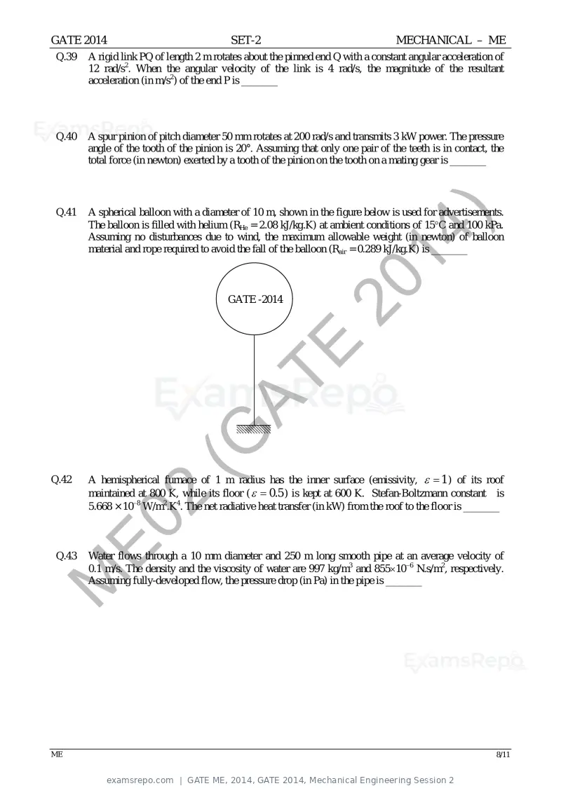 GATE ME 2014 question paper, GATE 2014, Mechanical Engineering Session 2, page 33 of 75