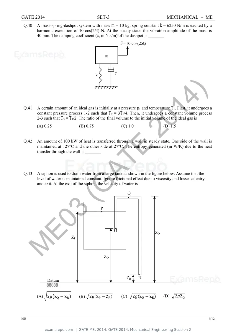 GATE ME 2014 question paper, GATE 2014, Mechanical Engineering Session 2, page 54 of 75