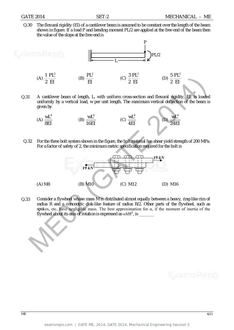 GATE ME 2014 question paper, GATE 2014, Mechanical Engineering Session 3, page 31 of 75