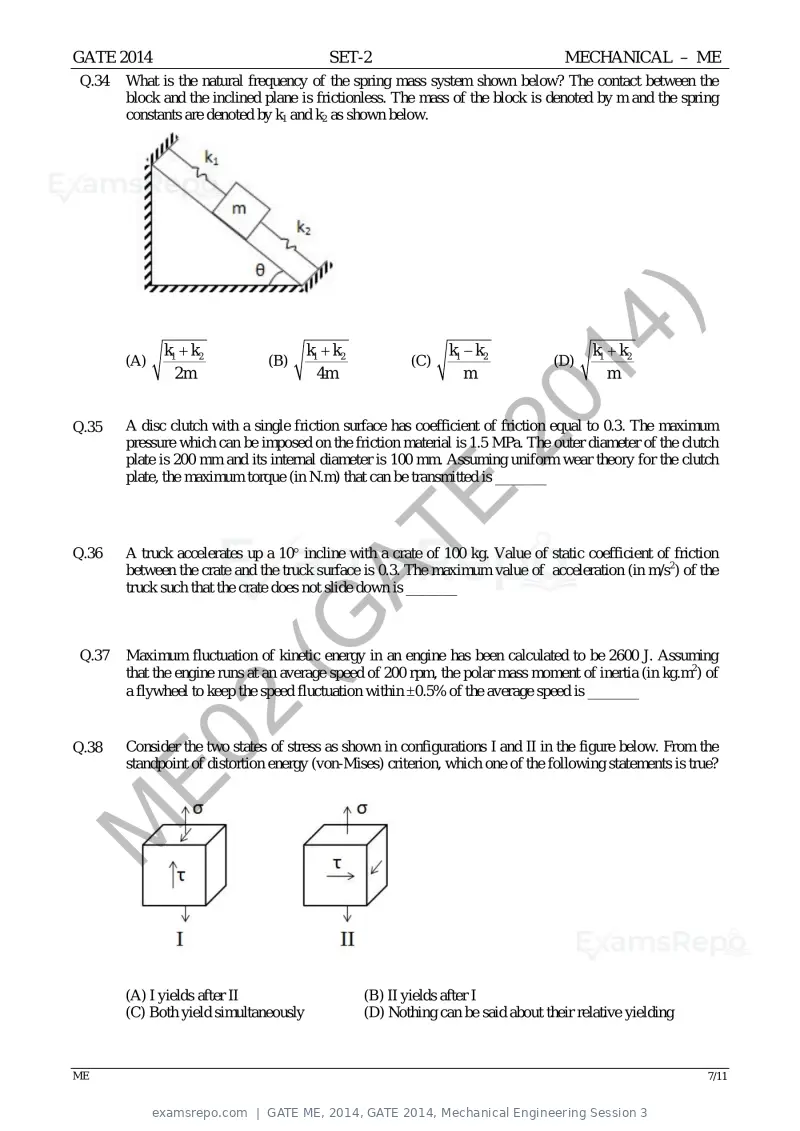GATE ME 2014 question paper, GATE 2014, Mechanical Engineering Session 3, page 32 of 75