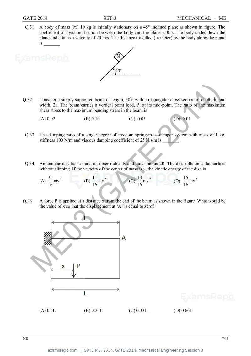 GATE ME 2014 question paper, GATE 2014, Mechanical Engineering Session 3, page 52 of 75