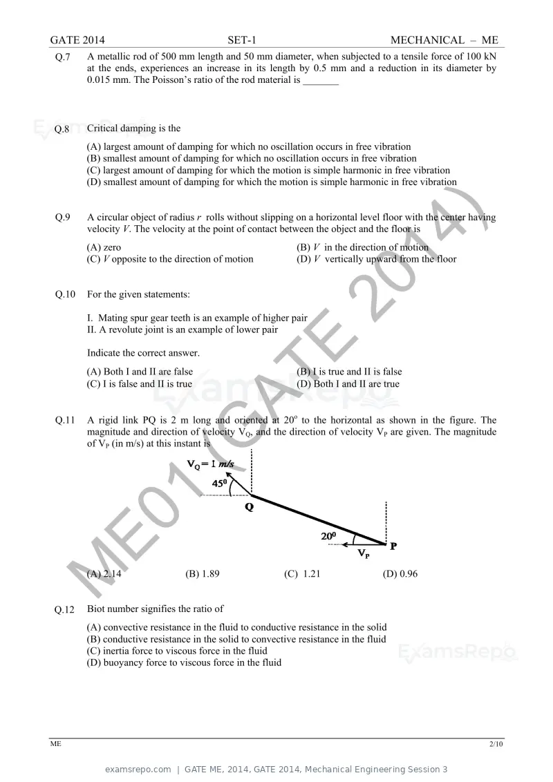 GATE ME 2014 question paper, GATE 2014, Mechanical Engineering Session 3, page 9 of 75