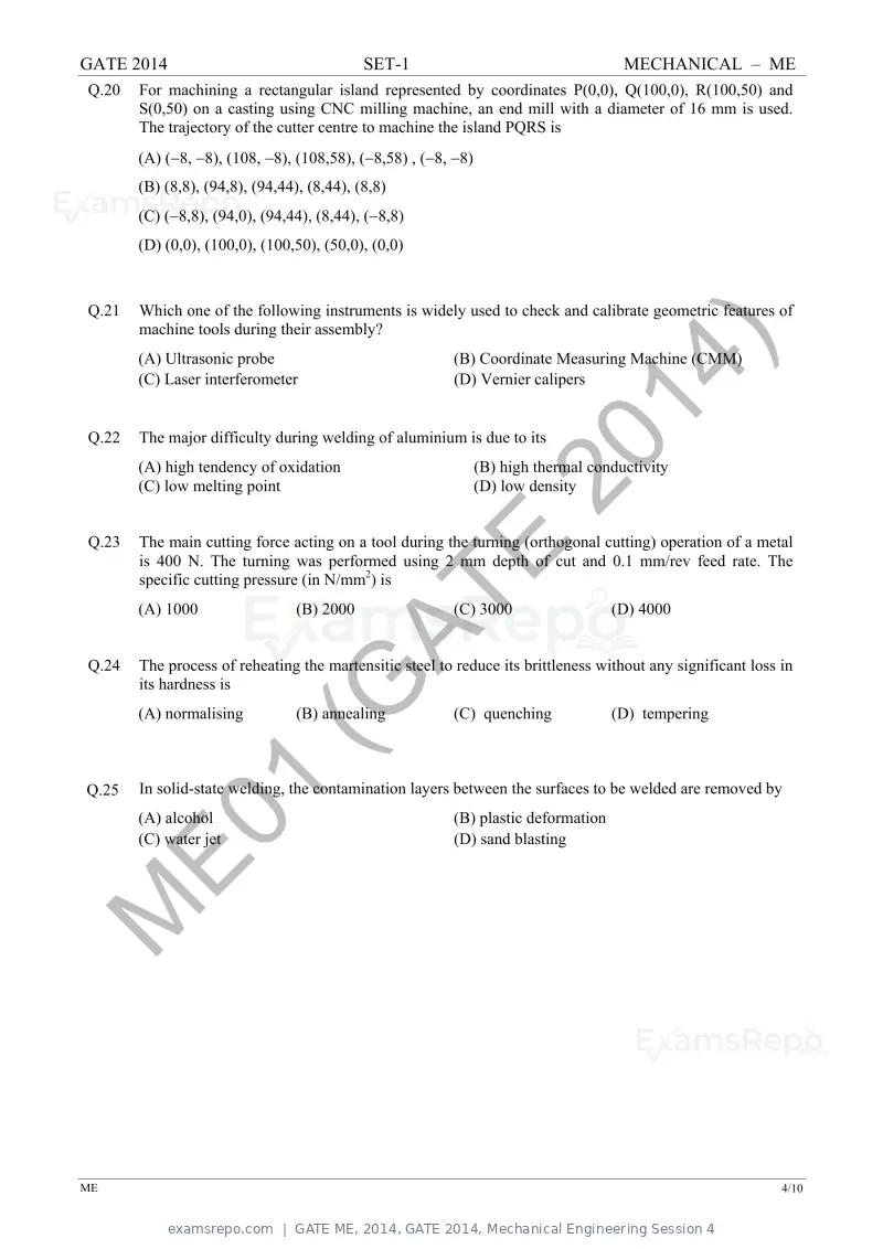 GATE ME 2014 question paper, GATE 2014, Mechanical Engineering Session 4, page 11 of 75