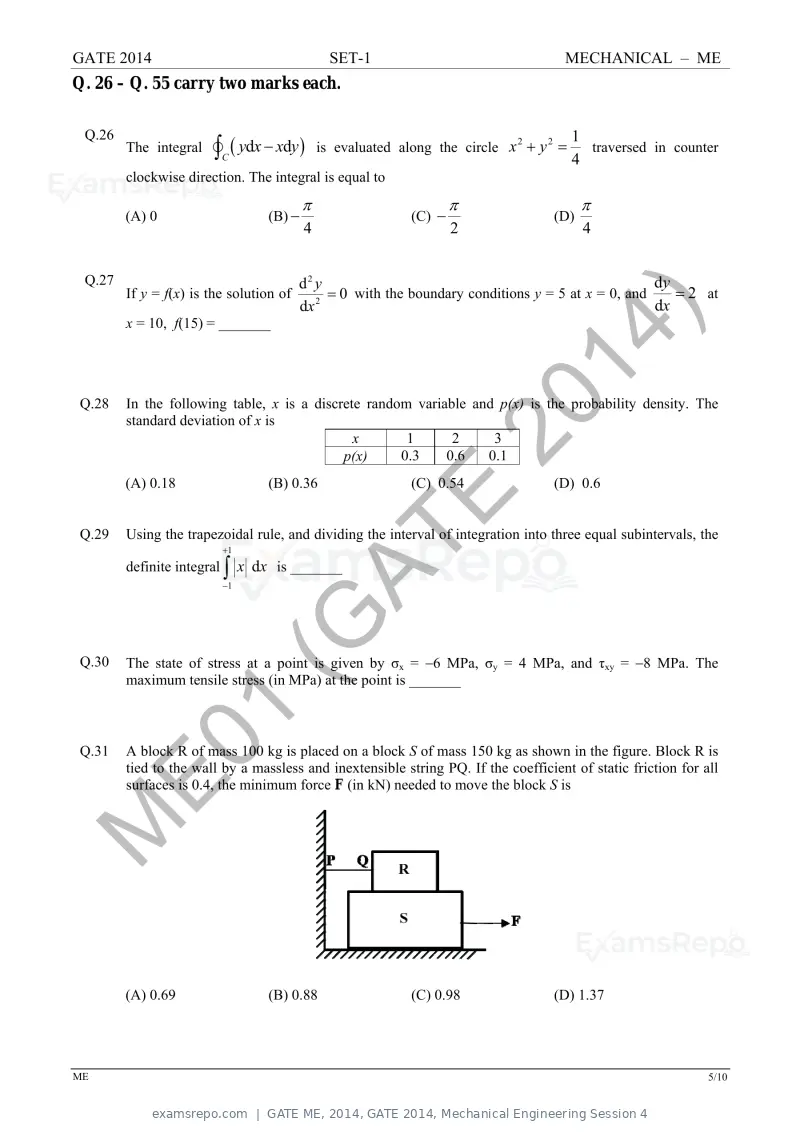 GATE ME 2014 question paper, GATE 2014, Mechanical Engineering Session 4, page 12 of 75