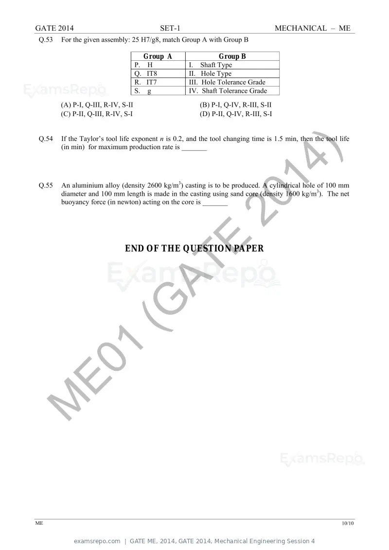 GATE ME 2014 question paper, GATE 2014, Mechanical Engineering Session 4, page 17 of 75