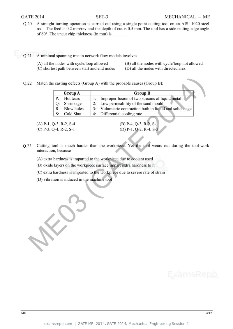 GATE ME 2014 question paper, GATE 2014, Mechanical Engineering Session 4, page 49 of 75
