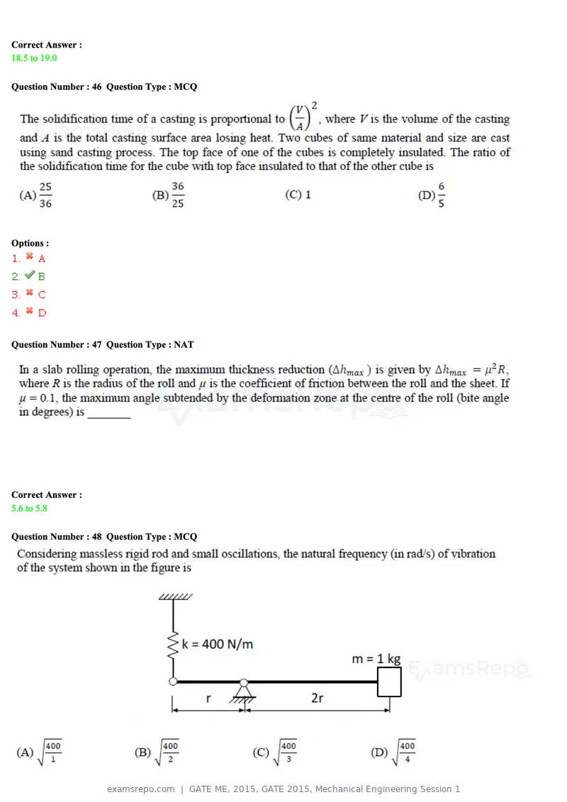 GATE ME 2015 question paper, GATE 2015, Mechanical Engineering Session 1, page 18 of 70