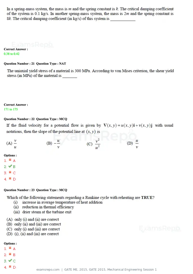 GATE ME 2015 question paper, GATE 2015, Mechanical Engineering Session 1, page 33 of 70