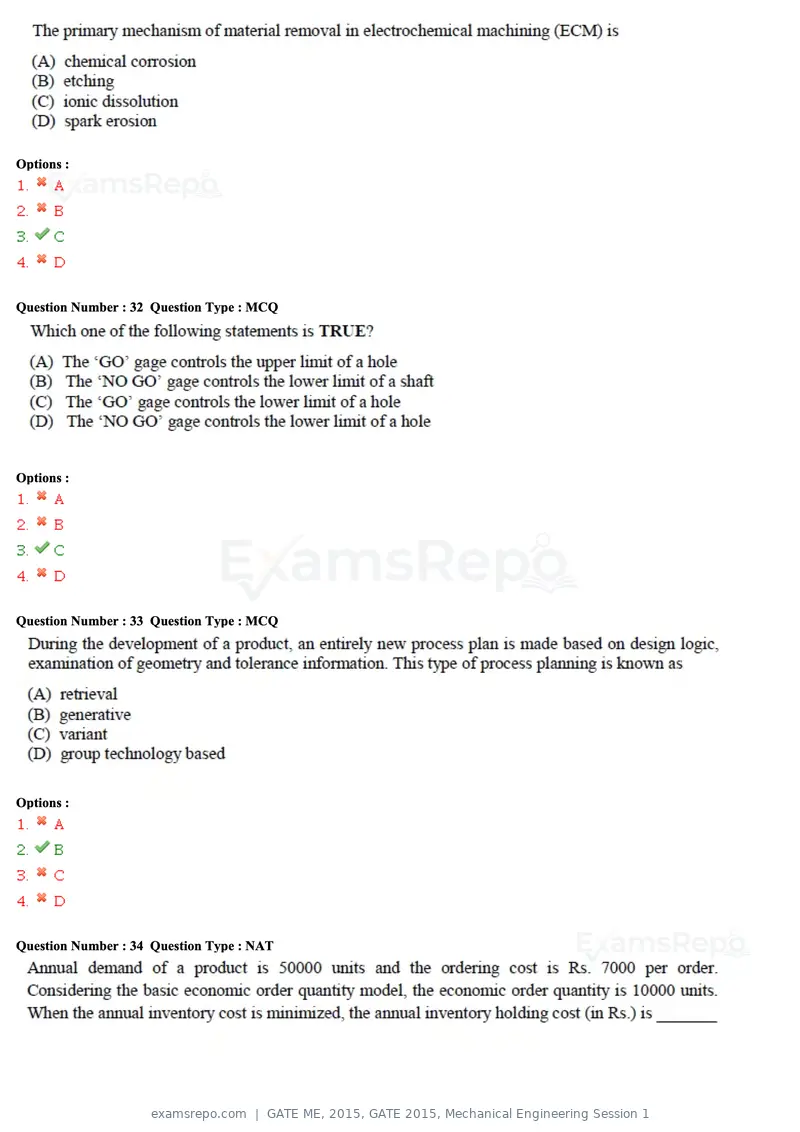GATE ME 2015 question paper, GATE 2015, Mechanical Engineering Session 1, page 36 of 70