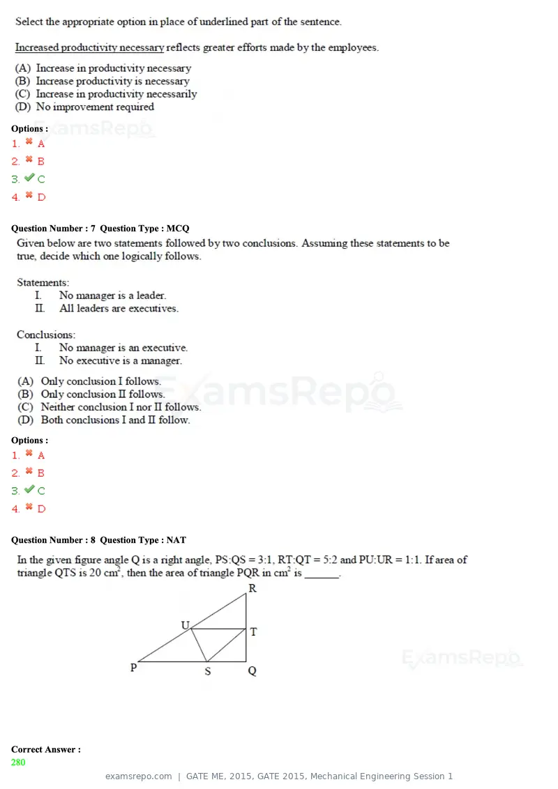 GATE ME 2015 question paper, GATE 2015, Mechanical Engineering Session 1, page 50 of 70
