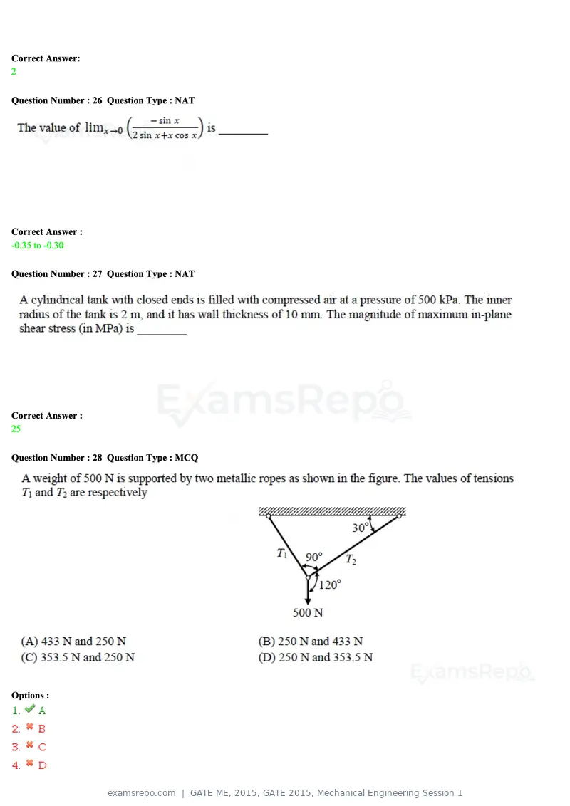 GATE ME 2015 question paper, GATE 2015, Mechanical Engineering Session 1, page 57 of 70