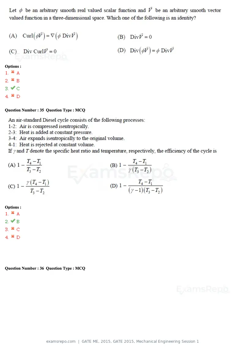 GATE ME 2015 question paper, GATE 2015, Mechanical Engineering Session 1, page 60 of 70