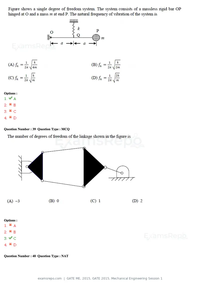GATE ME 2015 question paper, GATE 2015, Mechanical Engineering Session 1, page 62 of 70